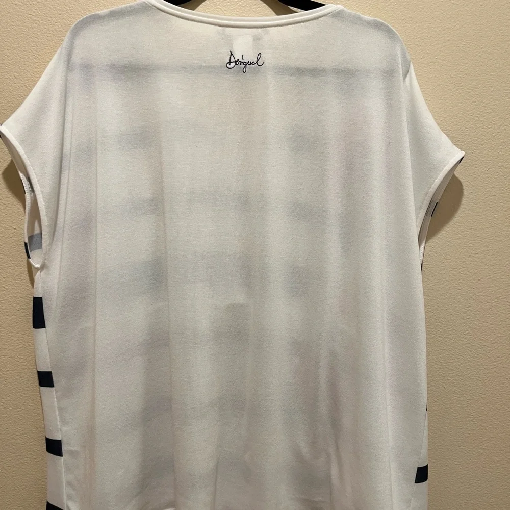 Desigual Tee - Navy & White with Red Poppy - Picture 5 of 8